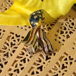 Vintage Red, Blue, and Gold Ribbon Brooch
